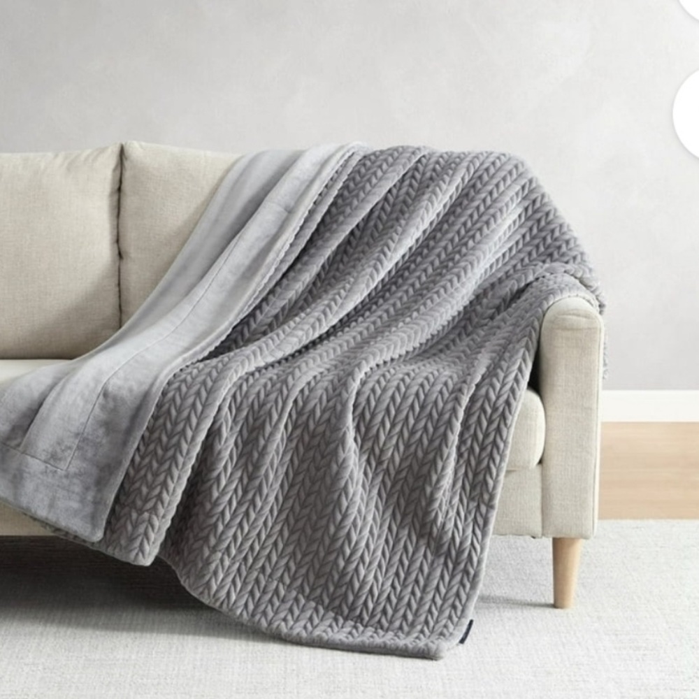 Ann Taylor Plush Gray Oversized Throw New